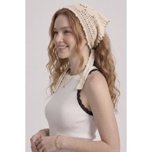 Neden Tekstil Kadın File Örgü Dantel Görünümlü Çok Amaçlı Bandana Yazlık Plaj Uyumlu Delikli Triko Saç Bandanası Ve Bel Aksesuarı