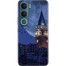 Nurdic Vivo Y31 5g (V2521) Uyumlu Kılıf Resimli Desenli Silikon Galata Moon