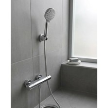 Datatek Krem Duş Başlığı Seti 4 Kademeli El Duşu Spiral Hortumlu Banyo Seti