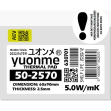 Yuonme Termal Ped / Thermal Pad 2.5mm 5.0W/MK 60X90MM 50-2570