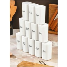Empressco Etiketli 12'li 300 ml Vakumlu Kapak Mika Beyaz Baharatlık Takımı - Sızdırmaz Conta Saklama Kabı