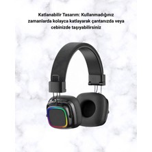 Uravas Store Kablosuz Rgb Işıklı Katlanabilir Bluetooth Kulak Üstü Kulaklık