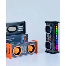Uravas Store Şeffaf Mecha Müzik Tws Stereo Rgb Işıklı Hoparlör Kablosuz Bluetooth 5.0 Taşınabilir Hoparlör V9