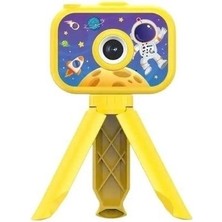 Uravas Store Dijital Fotoğraf Makinesi Çocuk Mini 1080P Hd Kamera Selfie Tripotlu Ön Arka Kamera