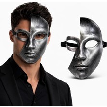 Uravas Store Antik Efektli Gümüş Yarım Yüz Plastik Parti Maskesi