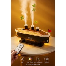 vooka Gemi Tasarımlı Aroma Difüzörü Ultrasonik Hava Nemlendirici Rgb LED Işıklı Uzaktan Kumandalı