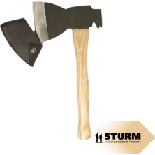 Sturm Survival Ahşap Saplı Taktik Outdoor Kamp Baltası - 35 cm Karbon Çelik 985 gr (Kılıflı)