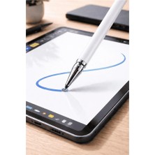 Uravas Store Oppo Reno 6 Uyumlu Dokunmatik Stylus Kalem Disk Uçlu Hassas Beyaz Tablet Telefon Çizim Kalemi