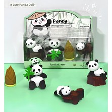ÖZ OFİS Yeni Sezon 3D Sevimli Panda Temalı Figürlü Silgi Seti - Özel Kutulu Iz Bırakmaz Silgi 4'lü 1 Paket