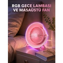 Uravas Store Gece Lambalı Renk Değiştiren Masaüstü Fan