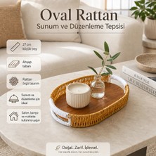 PratikBir Oval Rattan Küçük Boy Sunum ve Düzenleme Tepsisi – 27 cm