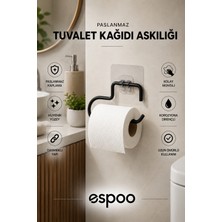 Espoo Design Yapışkanlı Tuvalet Kağıtlığı Tutacağı Askısı Mat Siyah Metal Tuvalet Kağıtlık