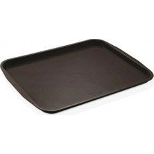 Uravas Store Siyah Midi Boy Plastik Servis Tepsisi  Kırılmaz Lokanta Büfe Fast Food Kullanım (44X32 Cm)