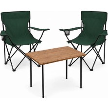 Trendinyeri 2 Sandalyeli Katlanır Kamp Masa Sandalye Seti 60X45 cm 3 Parça