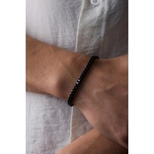 Ricco Jewellery 14 K Siyah Rodaj Kaplama 925 Ayar Gümüş Oniks Su Yolu Bileklik