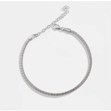 Ricco Jewellery 14 K White Gold Kaplama 925 Ayar Gümüş Zarif Su Yolu Bileklik