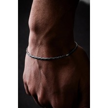 Ricco Jewellery 925 Ayar Gümüş Old Money Italyan Yassı Oksitli Halat Bileklik