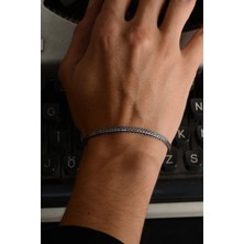 Ricco Jewellery 925 Ayar Gümüş Oksitli Bombe Tilki Kuyruğu Bileklik