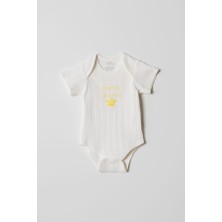2’li Yazlık Bebek Body Zıbın Takımı Zarf Yaka Hello World Baskılı