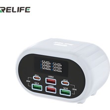 Azurtech Relıfe RL-309U | 72W Çift 30W Pd & Çift Qc 3.0 Akıllı 6 Portlu Dijital Şarj Istasyonu (Volt/amper Tester)