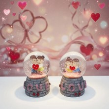 Uravas Store Işıklı Mini Kar Küresi - Love Tasarımlı - Pilli - Romantik Hediyelik - Dekoratif Obje