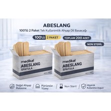 Esranın Dünyası Abeslang 100'LÜ 2 Paket Tek Kullanımlık Ahşap Dil Basacağı Non Steril Medikal Spatula Toplam 200 Adet
