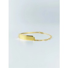 Ricco Jewellery 14  K Gold Kaplama 925 Ayar Gümüş El Işi Tasarım Plaka Bileklik