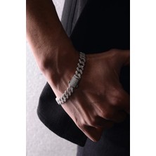 Ricco Jewellery 14 K Beyaz Altın Kaplama 925 Ayar Gümüş Zirkon Gurmet Bileklik