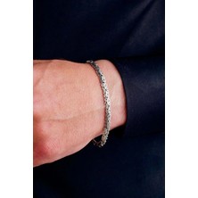 Ricco Jewellery 925 Ayar Gümüş Yassı Kral Oksitli Bileklik