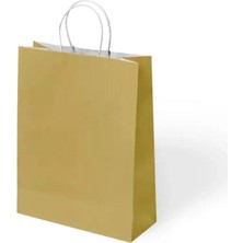 KİKA Kika 1000507 Büküm Saplı 18X8X24CM Hediyelik Kağıt Çanta Altın  - Tekli
