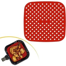 Uravas Store Renkli Isıya Dayanıklı Yıkanılabilir Silikon Fırın ve Airfryer Kare Pişirme Matı 21,5 cm