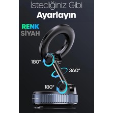 Uravas Store 360 Araba Telefon Tutucu Ayarlanabilir Masa Üstü Vakumlu Mıknatıslı Magsafe Telefon Tutucu Siyah