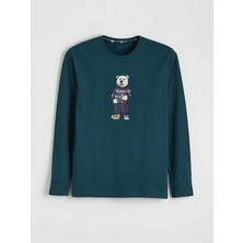 Lc Waikiki Yeni Sezon Bisiklet Yaka  Ayı Teddy Baskılı Erkek Pijama Üst
