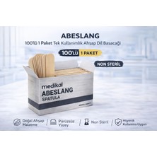 Esranın Dünyası Abeslang 100'LÜ 1 Paket Tek Kullanımlık Ahşap Dil Basacağı Medikal Spatula