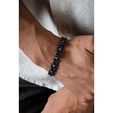 Ricco Jewellery 925 Ayar Gümüş Siyah Rodaj Kaplama Zyron Tasarım Bileklik
