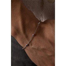 Ricco Jewellery 14 K Beyaz Altın Kaplama 925 Ayar Gümüş Gurmet Rozario Bileklik