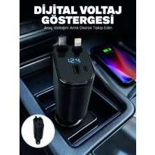 Uravas Store 4 Cihazı Aynı Anda Şarj Eden Araç Şarj Cihazı Usb-A, Usb-C, Type-C ve Lightning Destekli