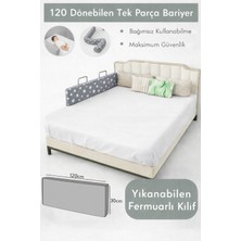 Miralay Yeni Nesil Yatak Bariyeri 120 cm Gri Yıldız - Boyalı