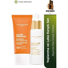 Yves Rocher Yaşlanma Karşıtı Leke Bakım Seti C Vitamini Gündüz Serumu 30 ml SPF50+ Güneş Kremi 30 ml