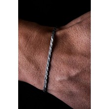 Ricco Jewellery 925 Ayar Gümüş Old Money Italyan Yassı Burma Oksitli Bileklik
