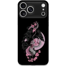 TechTree Iphone 17 Pro Uyumlu Pembe Siyah Yılan Baskılı Silikon Kılıf