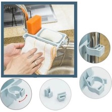 Uravas Store Musluğa Takılan Sünger Havlu Askılı Sabun Hazneli Mutfak Banyo Lavabo Düzenleyici Organizer