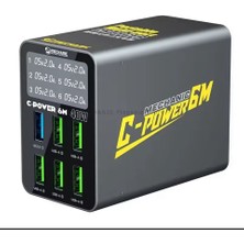 Azurtech 6s 50W Hızlı Şarj ve Amper Ölçer 6'lı Portlu