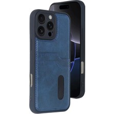 Uravas Store Newface Iphone 16 Pro Kılıf Sara Kartvizitli Deri Kılıf - Lacivert