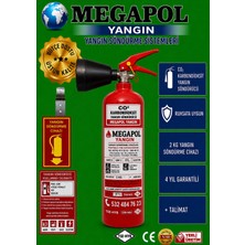 Megapol 2 kg (Karbondioksitli) Yangın Söndürme Cihazı . Elektrik Yangınlarında Kullanılan Karbondioksit Söndürücü. Karbondioksitli Yangın Tüpü