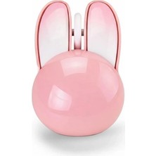 Uravas Store Tavşan Figürlü Kablosuz Mouse Pil Dahil Etiket Hediyeli Pembe