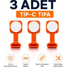 Emre Bilişim Type-C Toz Tapası 5'li Paket - Yapışkanlı Kaybolmaz  Şarj Girişi Koruyucu  3 Adet Set Turuncu