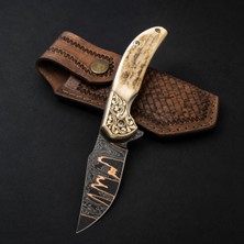 Coyan Knives Damascusn Çelik Geyik Boynuzu