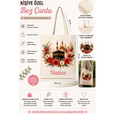 Morinna Kişiye Özel Hac Umre Hediyesi Isim Baskılı Kâbe Desenli Bez Çanta Mr-02