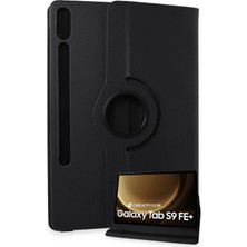 Uravas Store Mey Ithalat®  Samsung Galaxy X610 Tab S9 Fe Plus 12.4 Kılıf 360 Tablet Deri Kılıf - Siyah